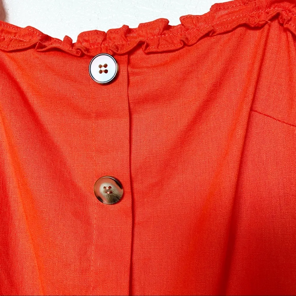 Newbury Kustom Button Front Ruffle Strap Dress Size Large - Image 7