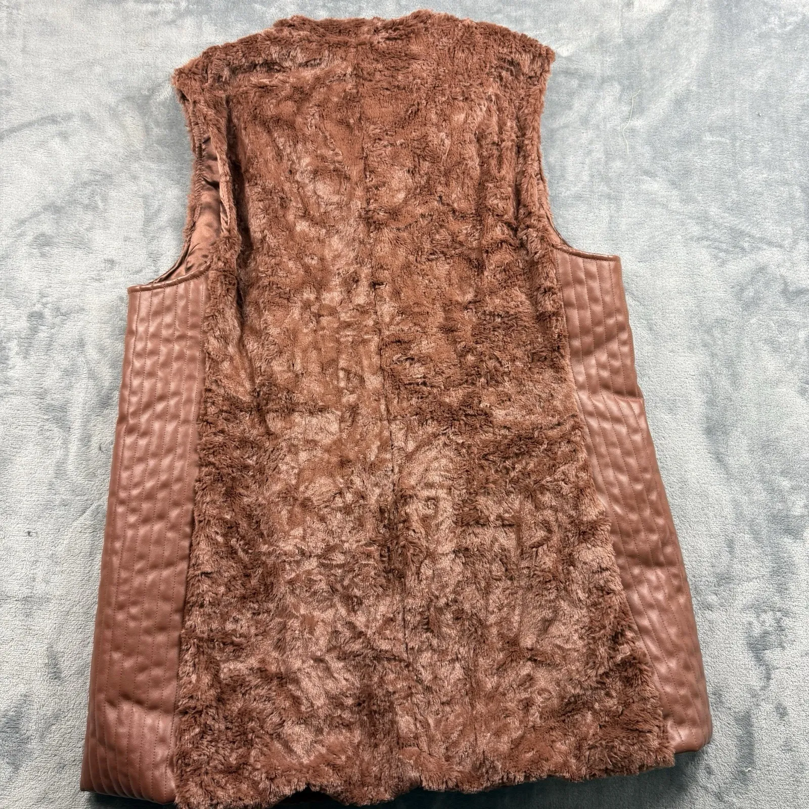 MARC NEW YORK /ANDREW MARC, VEST, FAUX FUR RUST BROWN WOMENS Size XL - Image 5