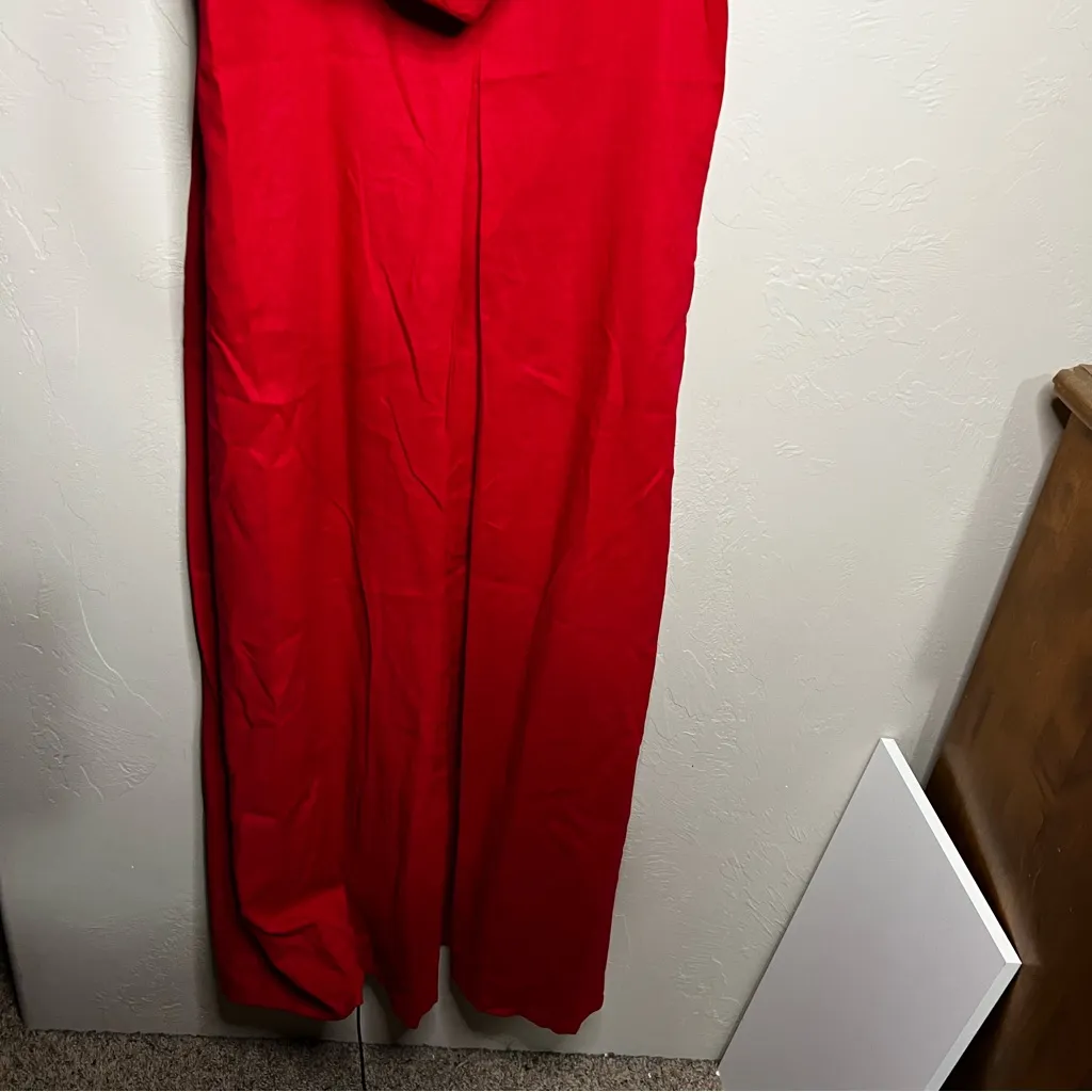 Aakasha Raspberry Red Linen Front Pleated Hood Sleeveless Lagenlook Maxi Dress Size XL - Image 14