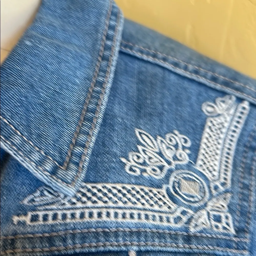 Baccini Blue Denim Jacket with Faded Distressed Style - Image 3