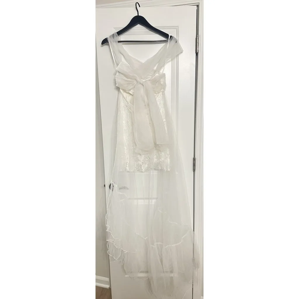 FOR LOVE & LEMONS Lace Mini Dress with Tulle Overlay in White Size Small NWT - Image 5