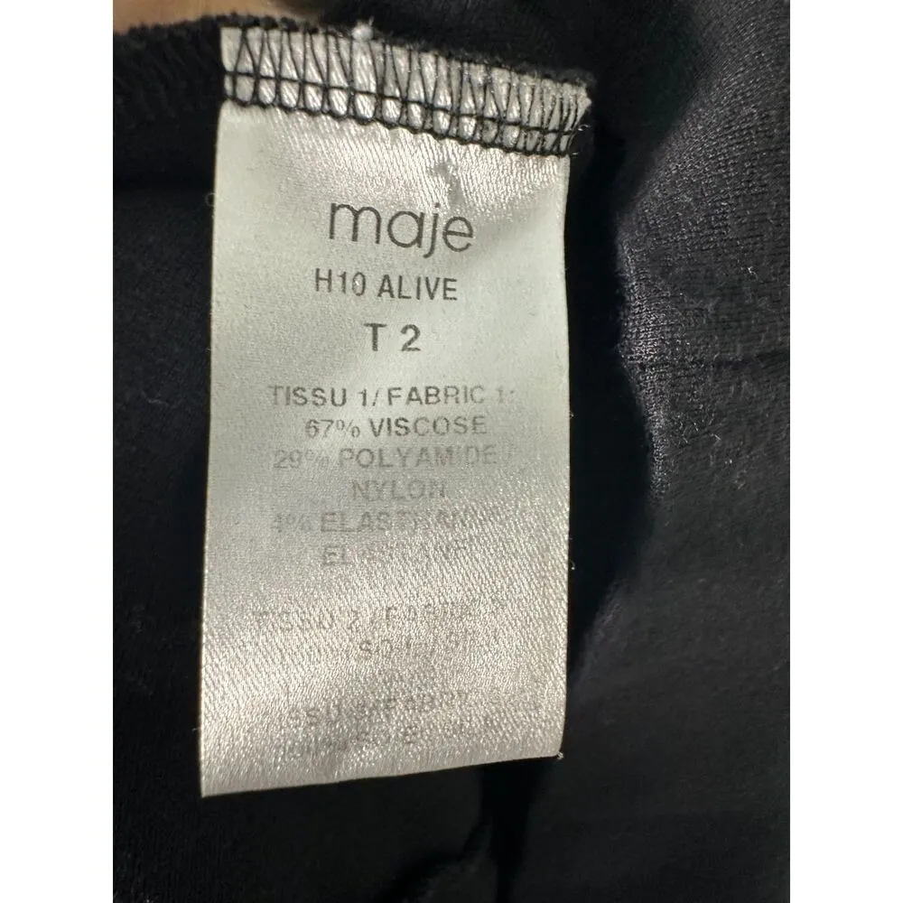 Maje Black Button Shoulder Shift Dress Size 2 - Image 2