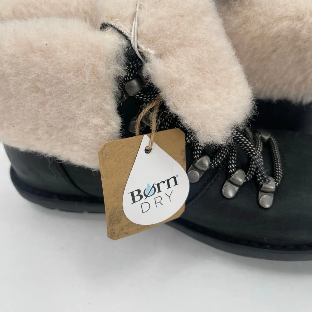 BORN Blaine Boots Size 7 Waterproof Shearling Lace Up Leather Winter Dry NEW Black - Image 9
