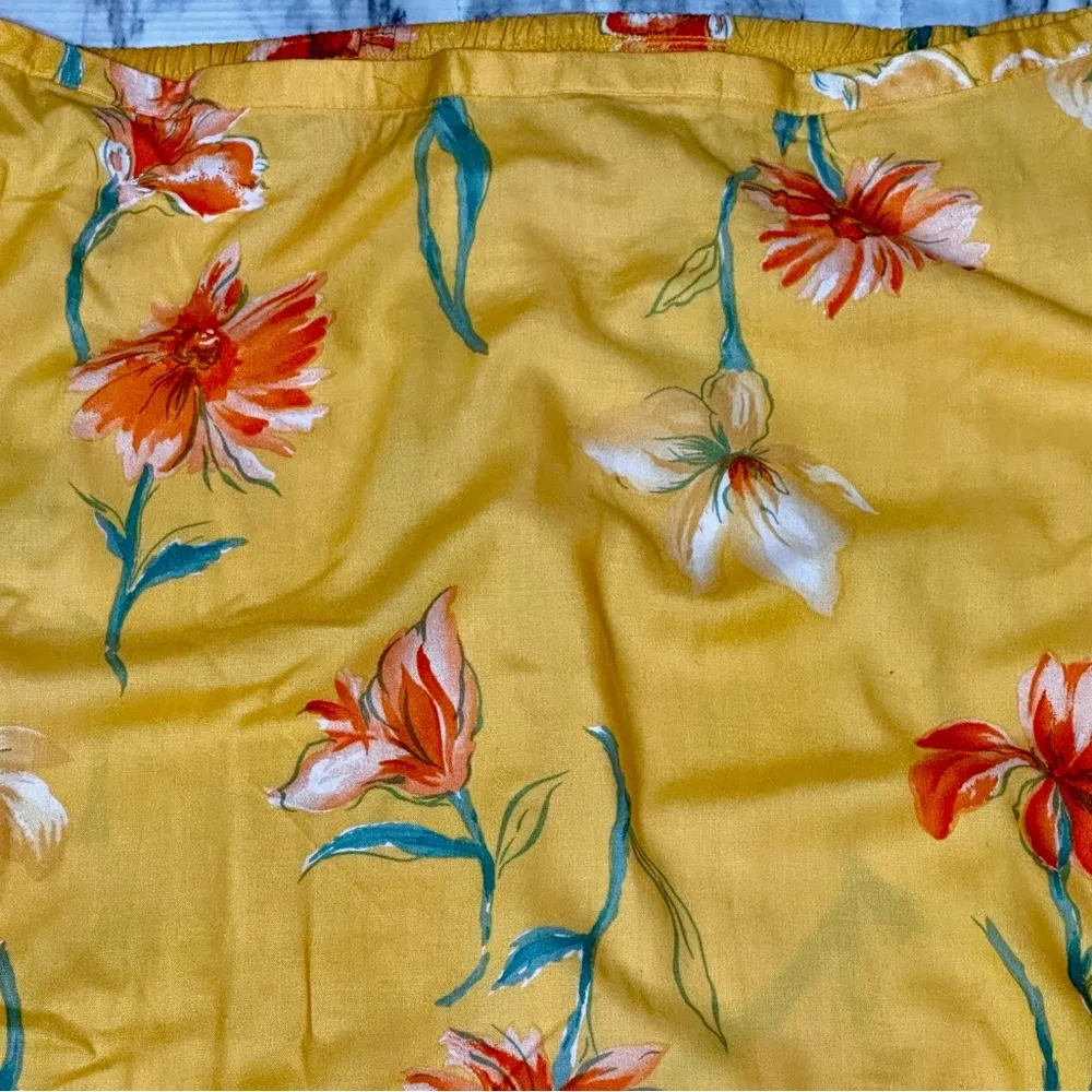 Vintage Vibrant Floral Yellow Maxi Skirt 80s 90s Made in USA Flowercore Flowy Size 26 - Image 2