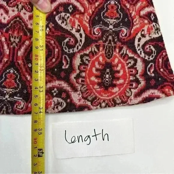 Anthropologie‎ Maeve Paisley Print Metallic Knit Belted A Line Dress Size Medium - Image 11