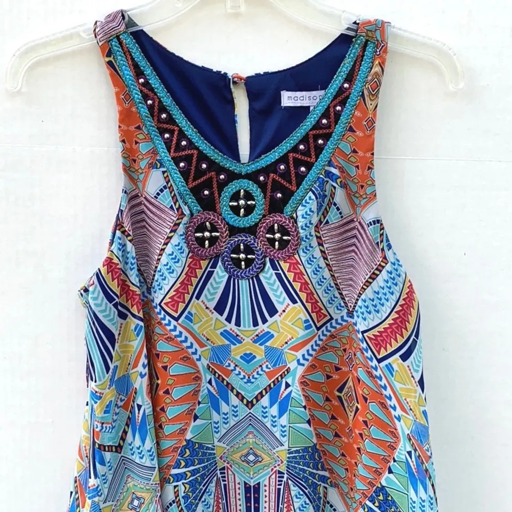Madison Leigh Womens size 6 sleeveless embellished colorful sleeveless dress - Image 3