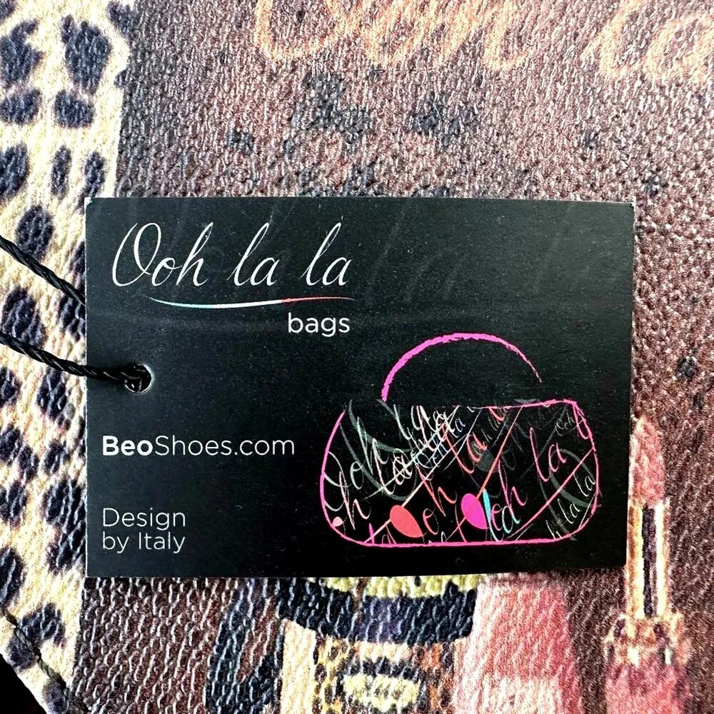 Beautiful Clutch Crossbody Handbag Turn Lock Fur Trim Brown - Image 10