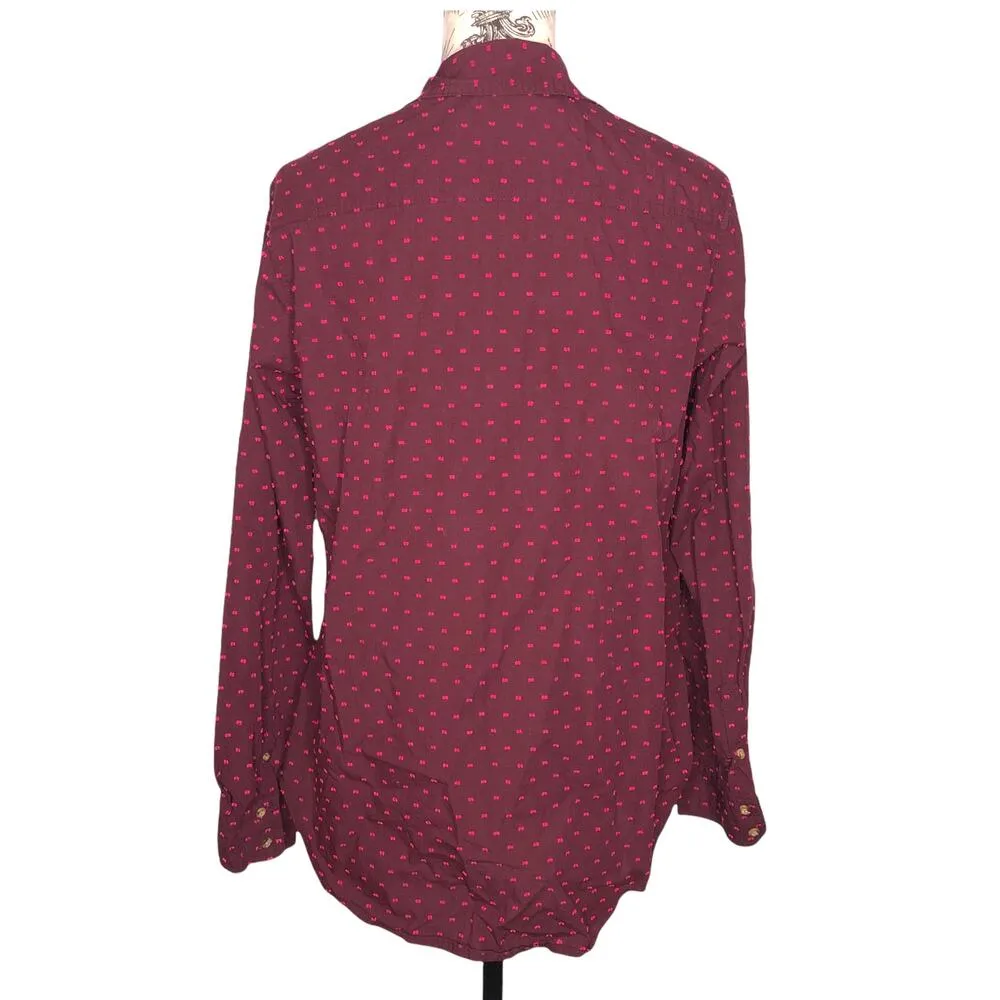 a new day LARGE Embroidery Dot Patterned Collared High Low Hem Button Up Shirt - Image 5