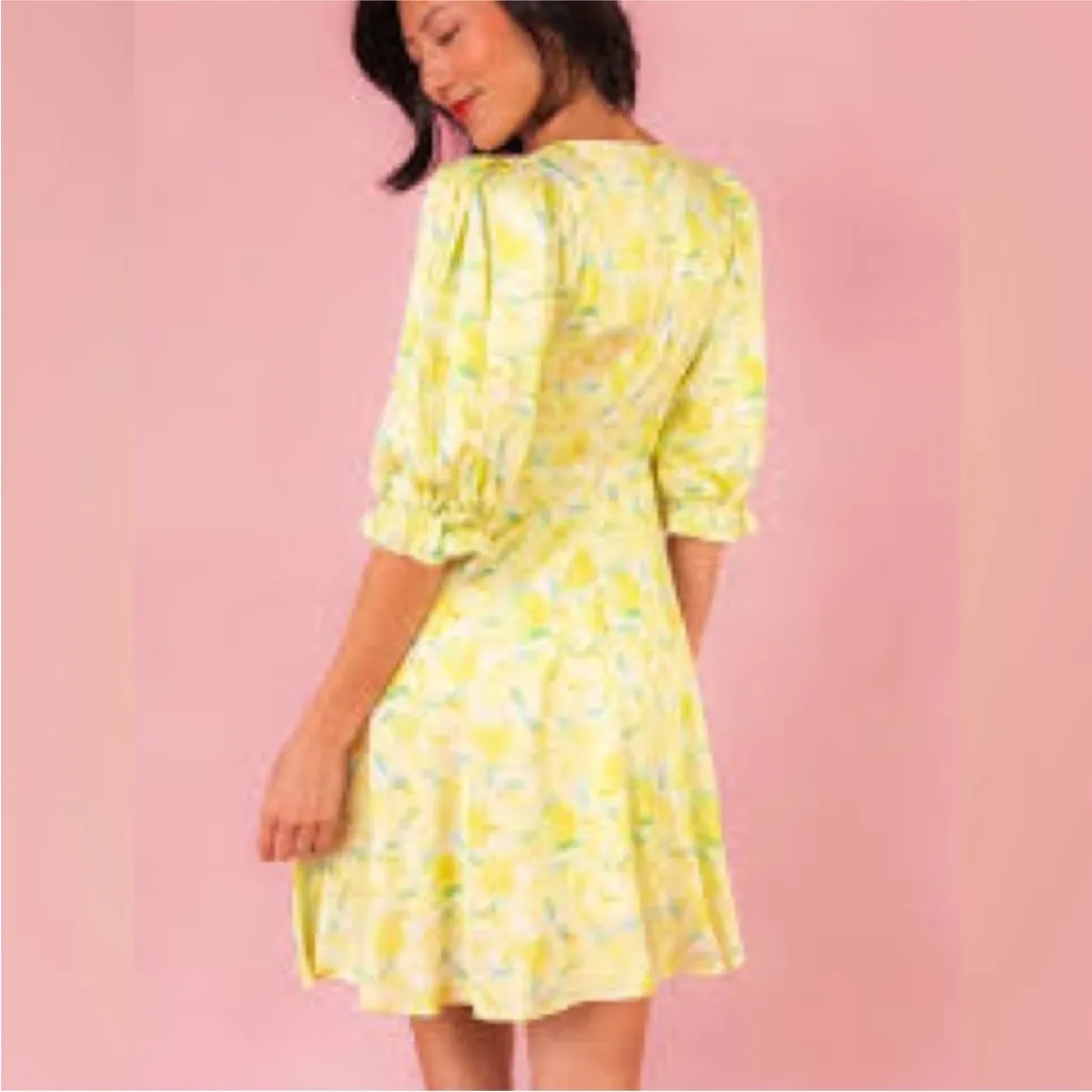 Ivy City Co: Lita lemon print yellow dress XS NEW - Image 3