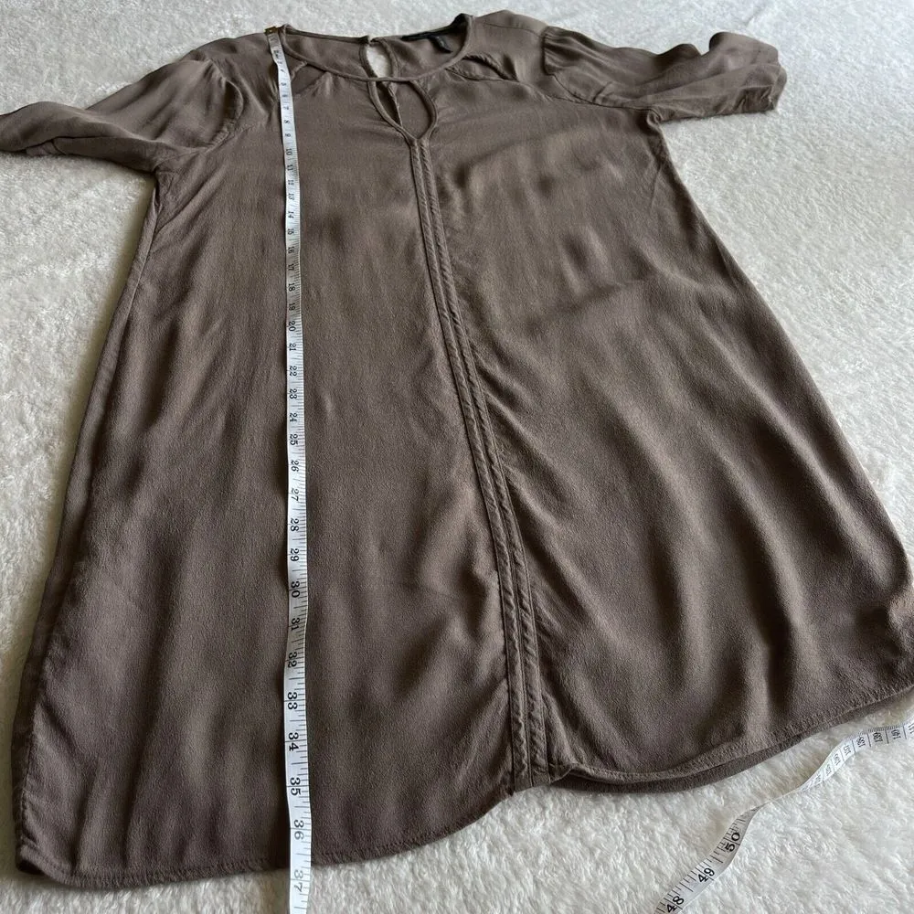 Bcbgmaxazria Rosetta Shift Dress Womens Size M Brown Elbow Sleeve Cutout Keyhole - Image 8