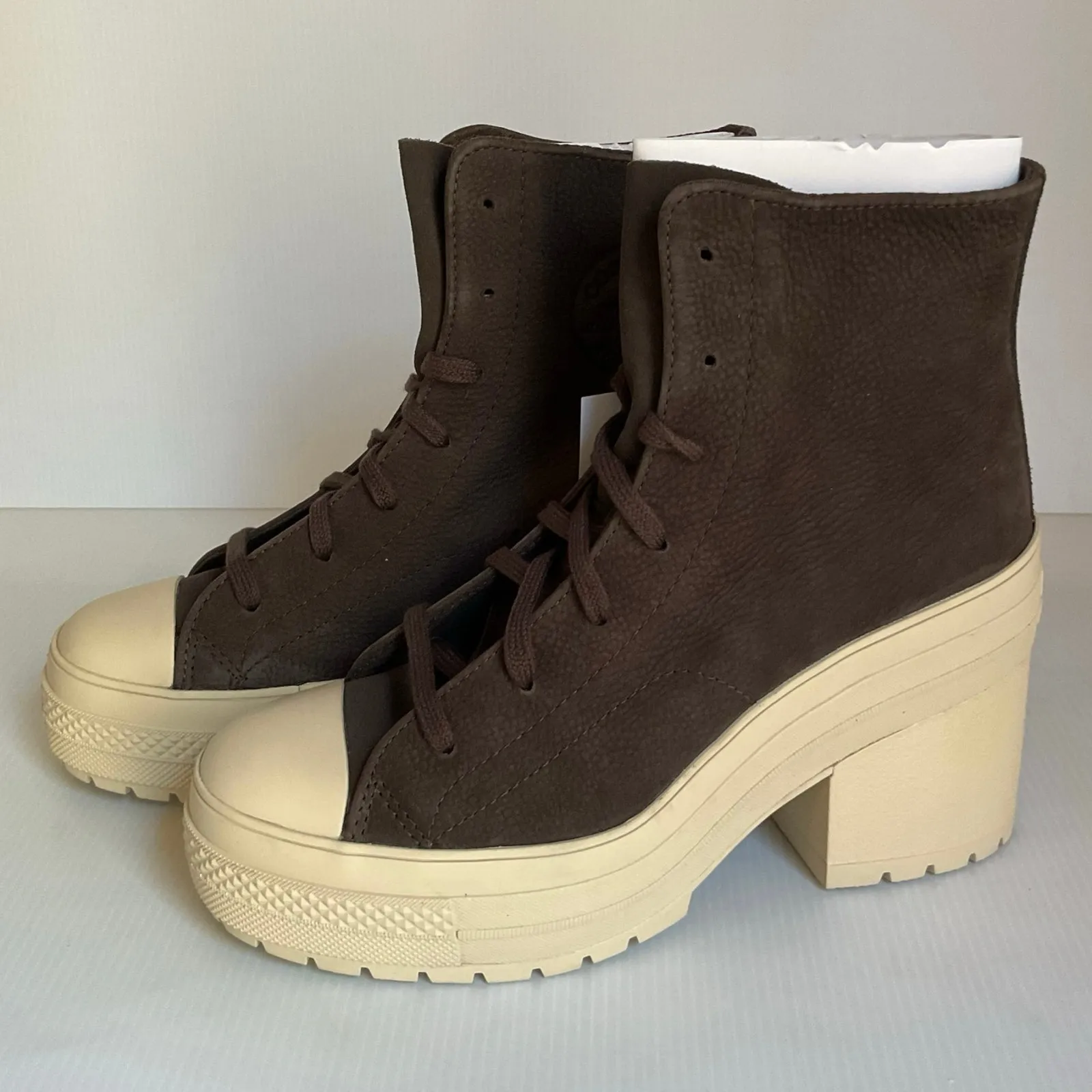 Converse Chuck Taylor All Star Nubuck Brown  Platform Heel Boots  8.5 Women’s - Image 2