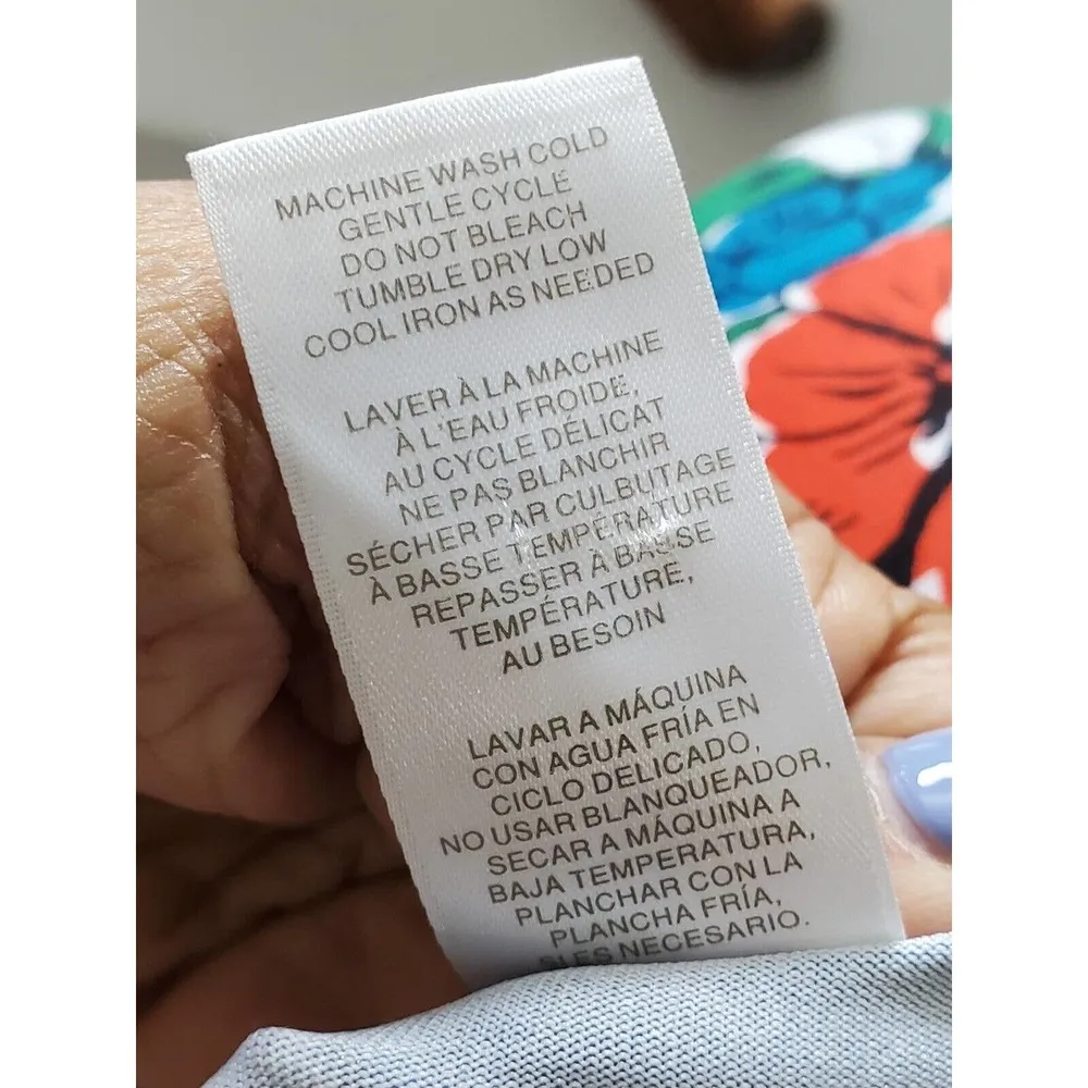 Women's Blue Floral Polyester Round Neck Long Sleeve Casual Knee Length Dress M Size M - Image 10