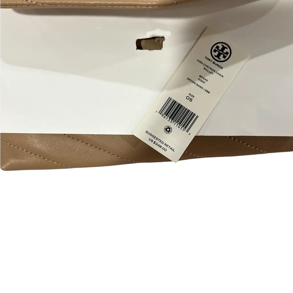 NWT‎ Tory Burch Kira Chevron Chain Wallet Devon Sand - Image 3