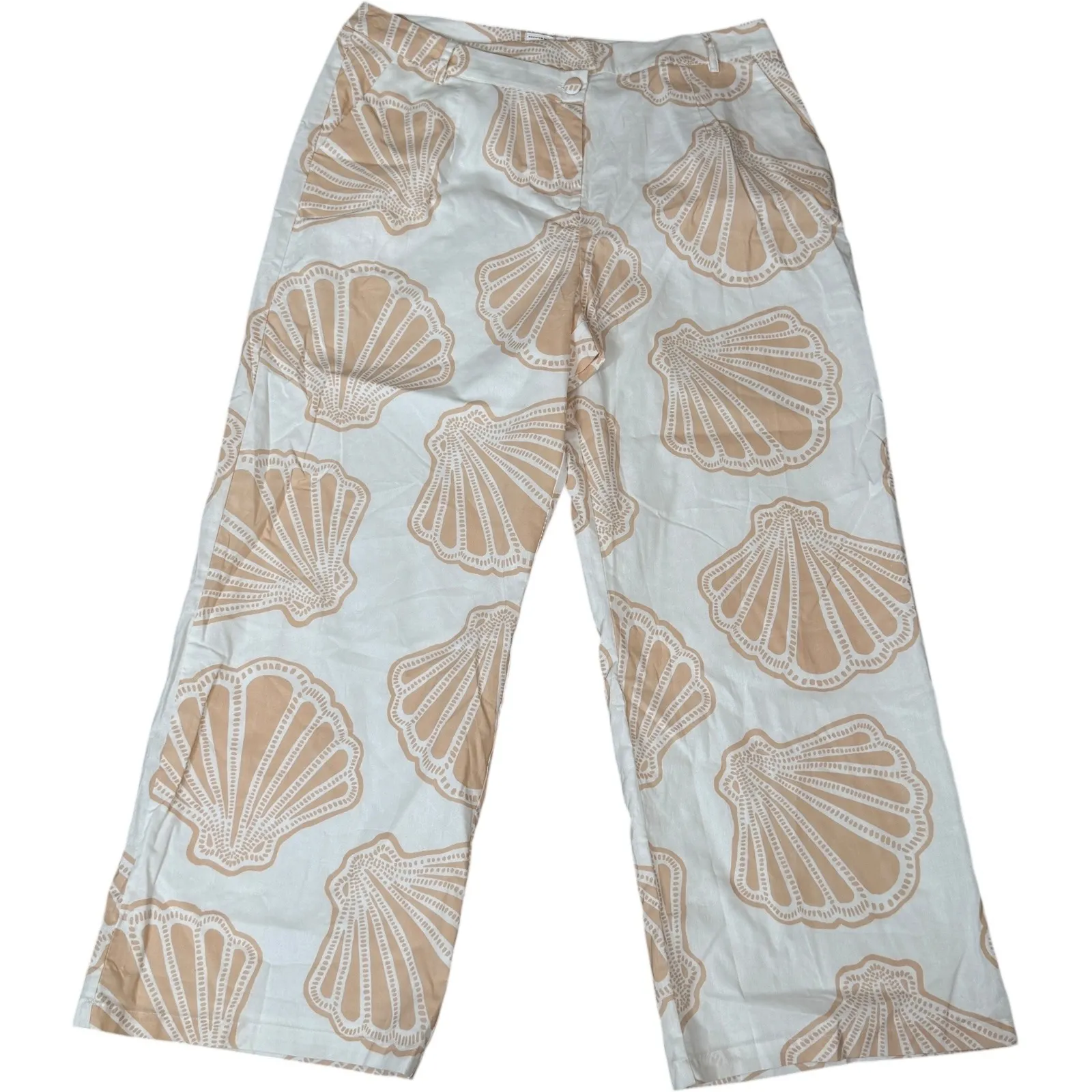 SABO Bahari Pants Coastal Resort Shell Print Wide Leg Linen Women XXL Australia White - Image 2