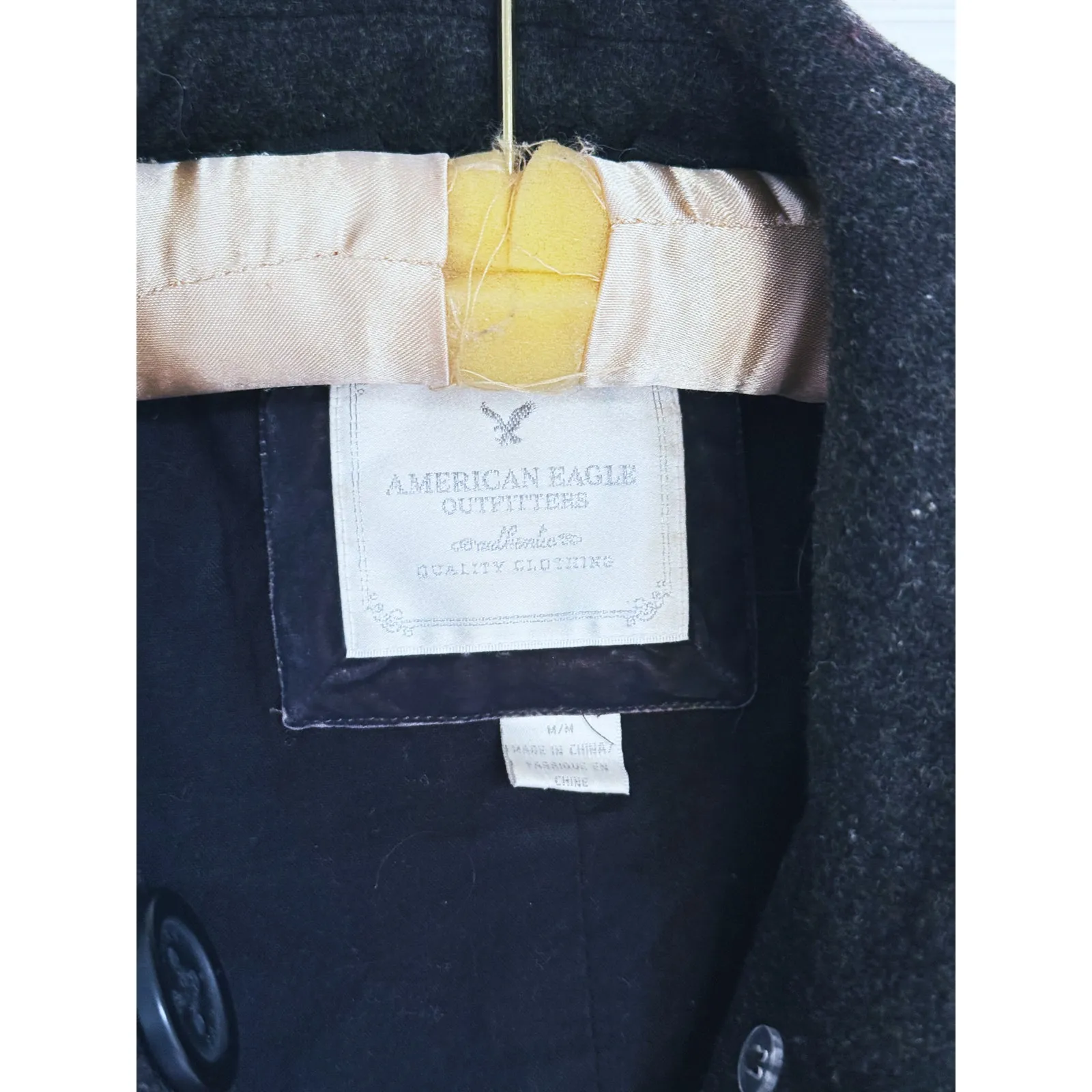 American Eagle Dark Gray Utilitarian Wool Pea Coat Medium Y2K Vintage Winter - Image 4