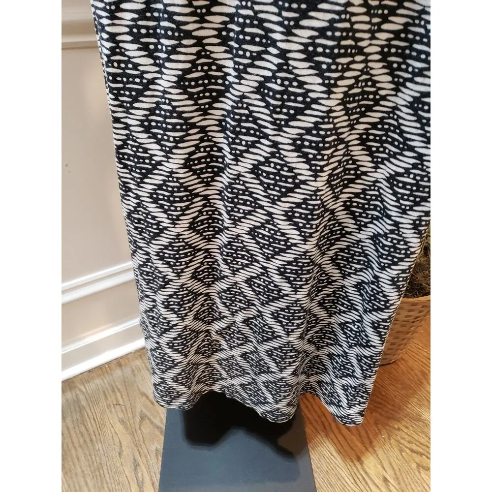Lands' End Maxi Dress Women Medium Black White Geo Print Empire Waist Sleeveless - Image 10