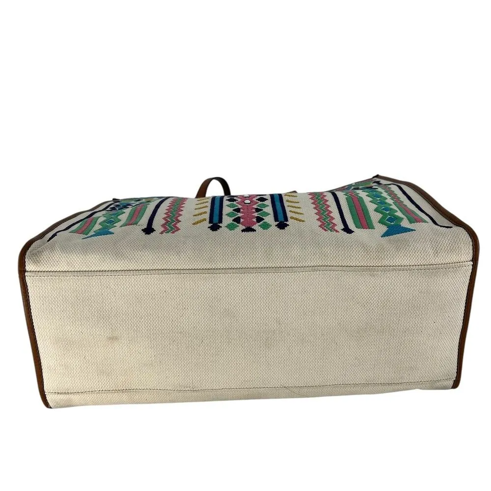 ETRO Embroidered Canvas Shopper Tote Bag Neutrals Brown - Image 10