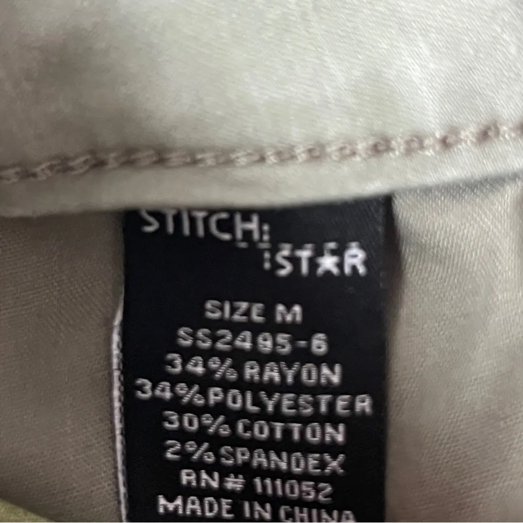 Stitch Star Taupe Green Pants Small Size 4 - Image 7