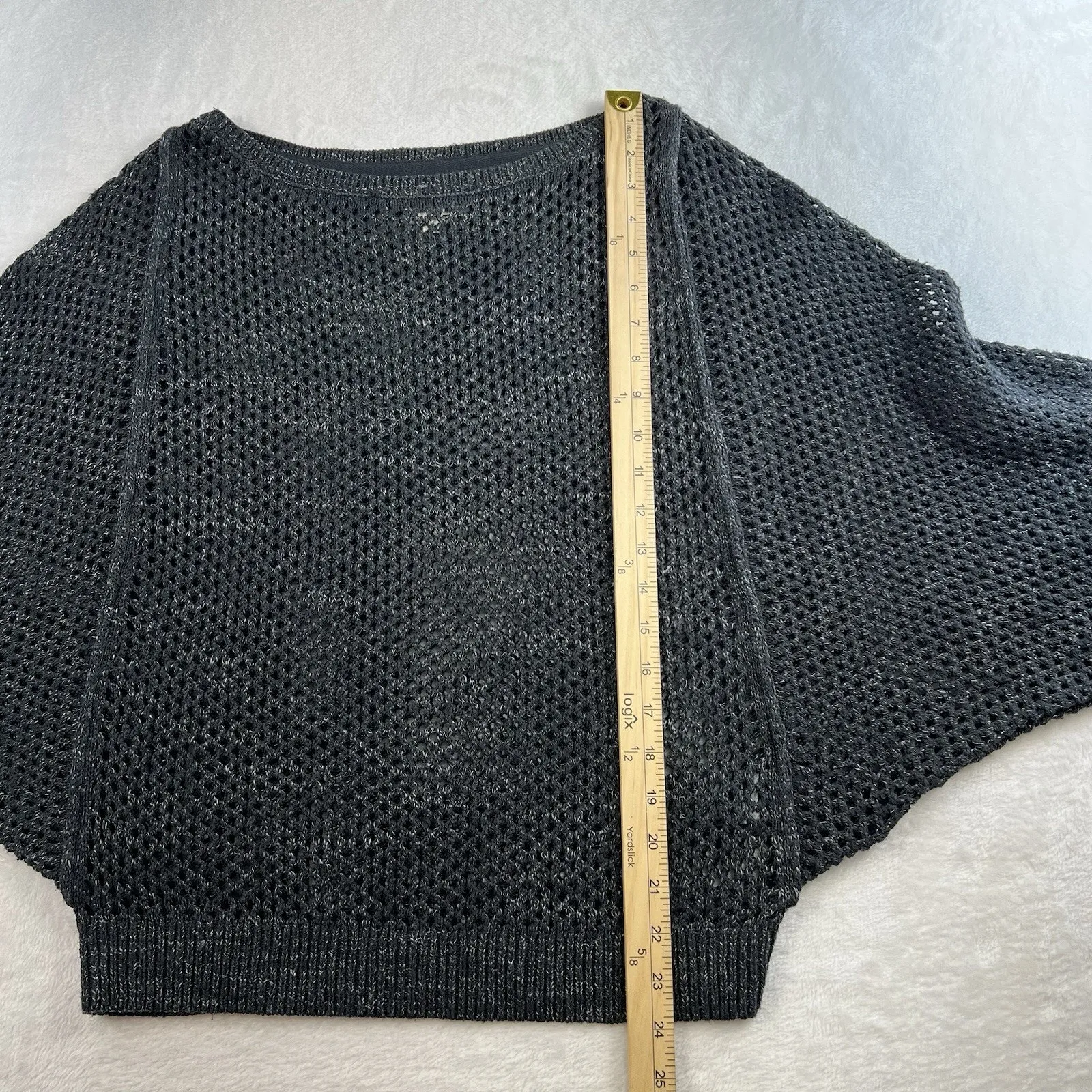 Anthropologie Pilcro Open Stitch Crew Neck Sweater Gray Slouchy Oversized Knit - Image 13