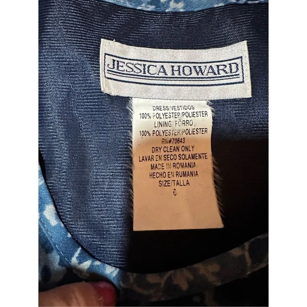 Jessica Howard womens vintage blue floral print sleeveless maxi dress sz 6 90s s - Image 3