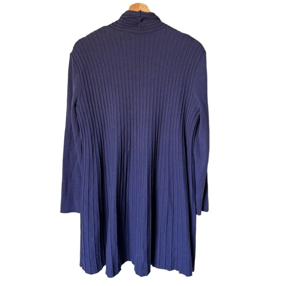 Armani Collezioni Cardigan Size 10 Purple Open Front Ribbed Knit Luxe Italy - Image 2