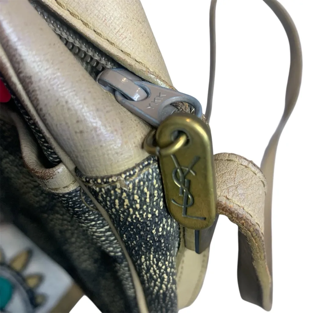 • Vintage YSL giraffe embossed shoulder bag brown tan - Image 5