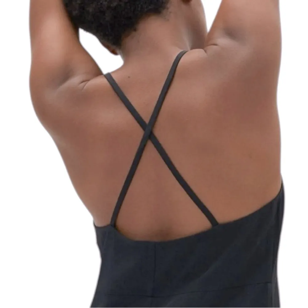 Everlane Women’s 4 Black The Japanese GoWeave Cross Back Strap Slip Midi Dress - Image 3