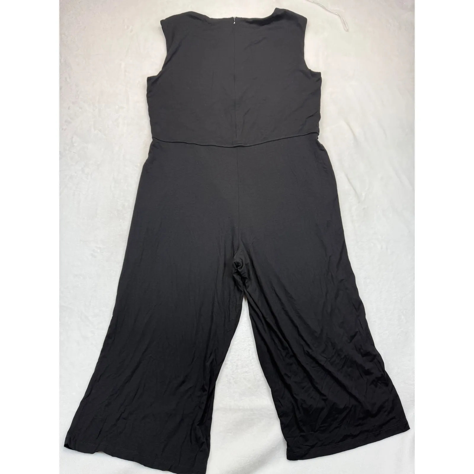 Eileen Fisher Jumpsuit Wide Leg Sleeveless Black USA Made Size‎ L - Image 11
