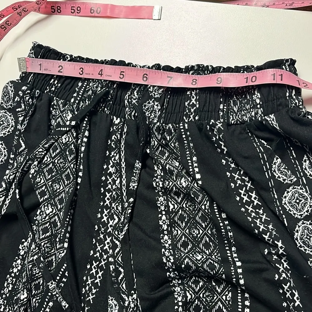 Joe B Medium boho pants black white pants stretchy drawstring lightweight comfortable - Image 7