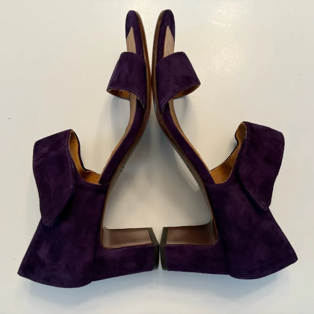 Chie Mihara Purple Sandal Heels EU 38.5 US 8.5 Block Heel Leather Anthropologie Size 7.5 - Image 6