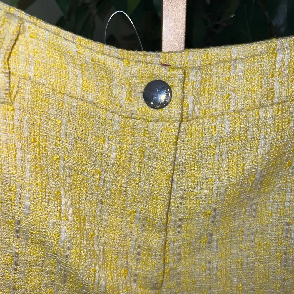 STAUD Sorno Fringe Tweed Shorts NWOT Size 12 in Lemon yellow - Image 4