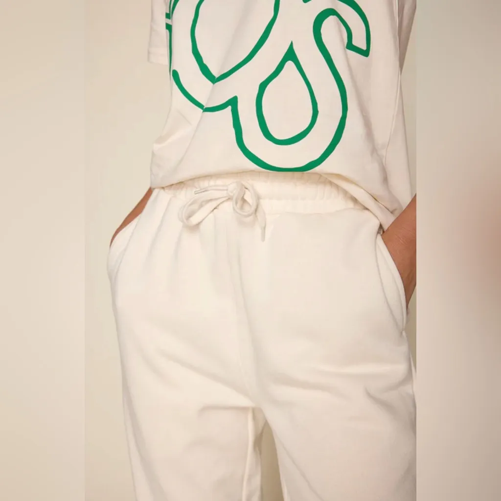 psundays Pickleball Court Sweats Sweat Pants Pockets in Ecru‎ Women’s Size Small Green - Image 6