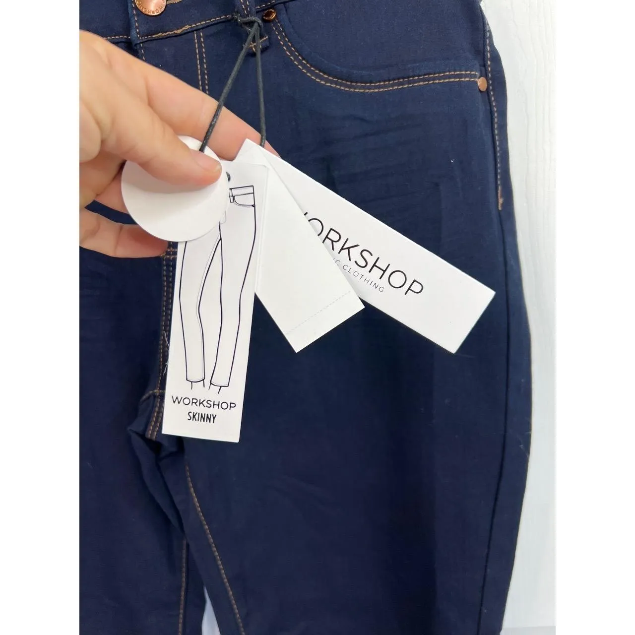 WORKSHOP Republic Womens Size 4 Darkwash Skinny Jeans Ankle Stretch Modern - Image 5