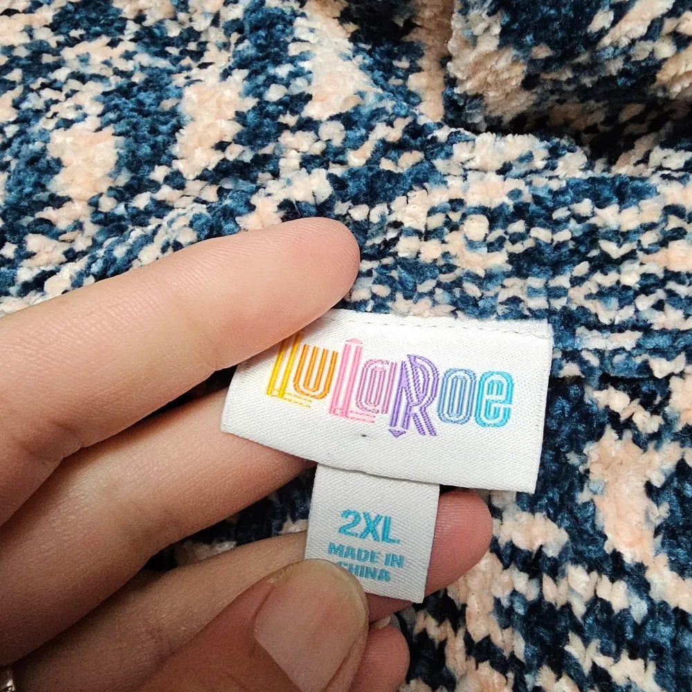 Lularoe Lauren Teal & Peach Chenile Crewneck Sweater Dress Size 2X (22/24) - Image 7