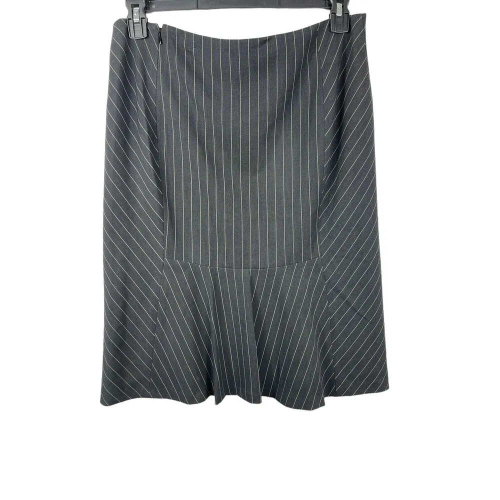 Apostrophe Stretch Two Piece Black Pin Striped One Button (Snap) Skirt Suit 12 - Image 8