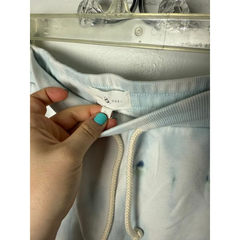 Lou & Grey Tie Dye Sweat Shorts Women's Large Blue White High Rise Lounge - Image 5