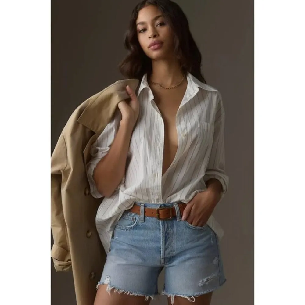 AGOLDE Parker Long Distressed Denim Shorts in Wash Swapmeet Size US 24 - Image 15