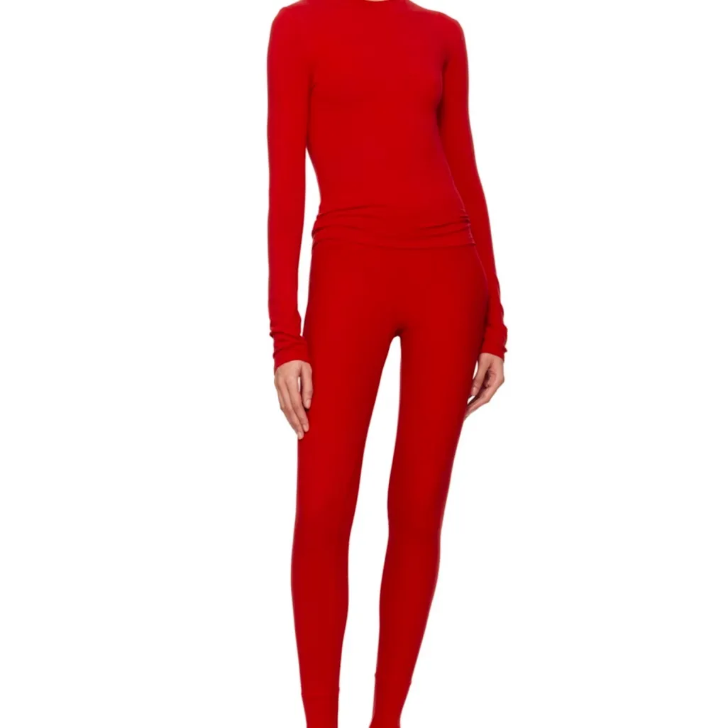 SKIMS Ribbed Leggings and Cotton Long Sleeve Jersey T-Shirt Set - Image 6