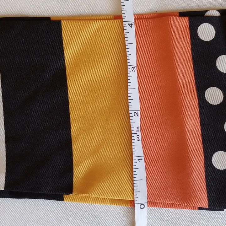 100" Silk Obi Style Wrap Belt Sash Tie Centered Print Orange - Image 6