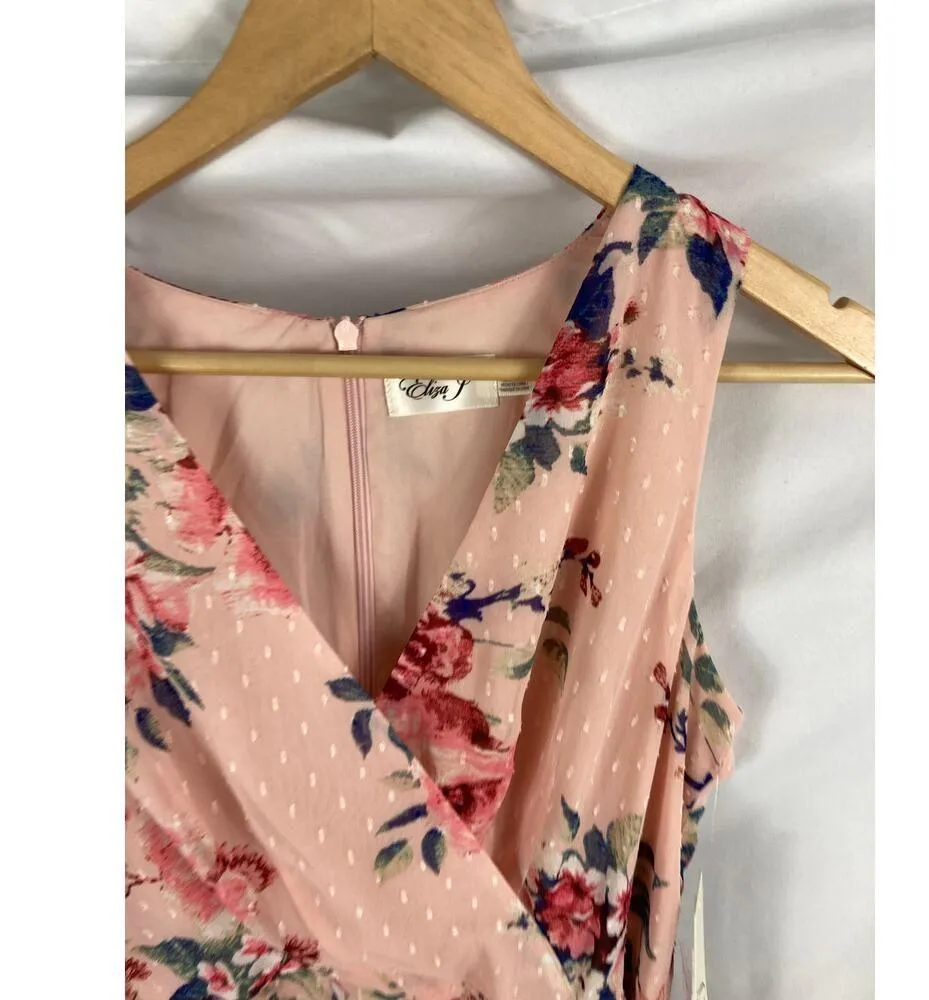 NWT Eliza J Textured Floral Ruched Dress Pink Size 6 - Image 5