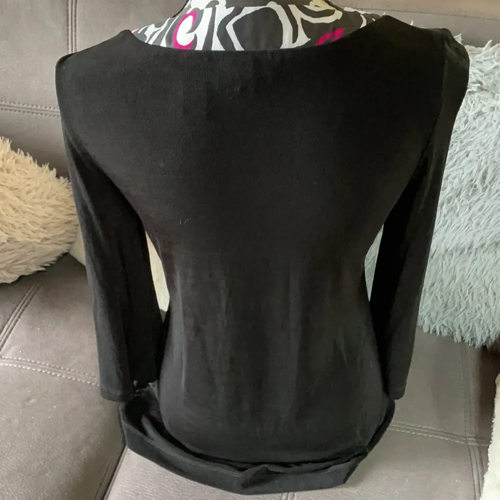 CHICO’S TRAVELERS Black 3/4 Sleeve Top Size 0 (S4) - Image 4