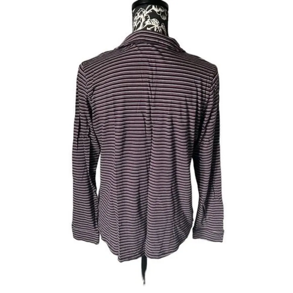 Marine Layer Long Sleeve Striped Top soft medium collared polo - Image 4