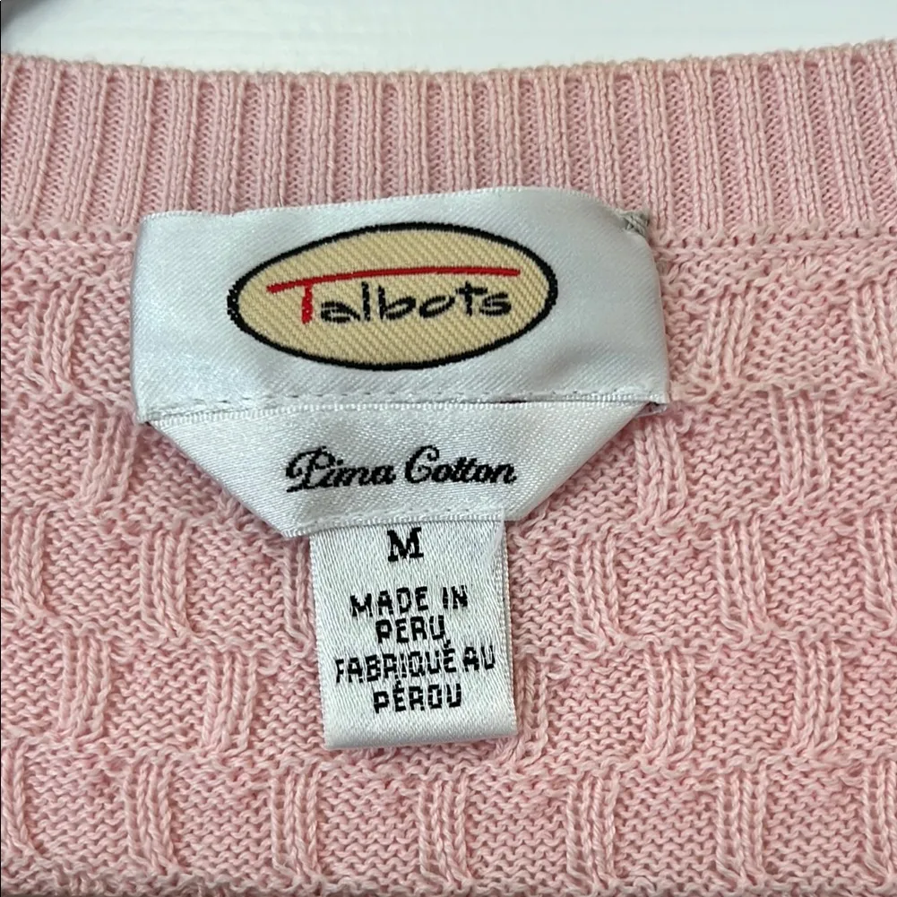 Talbots Pink V-Neck Textured Sweater - Image 2