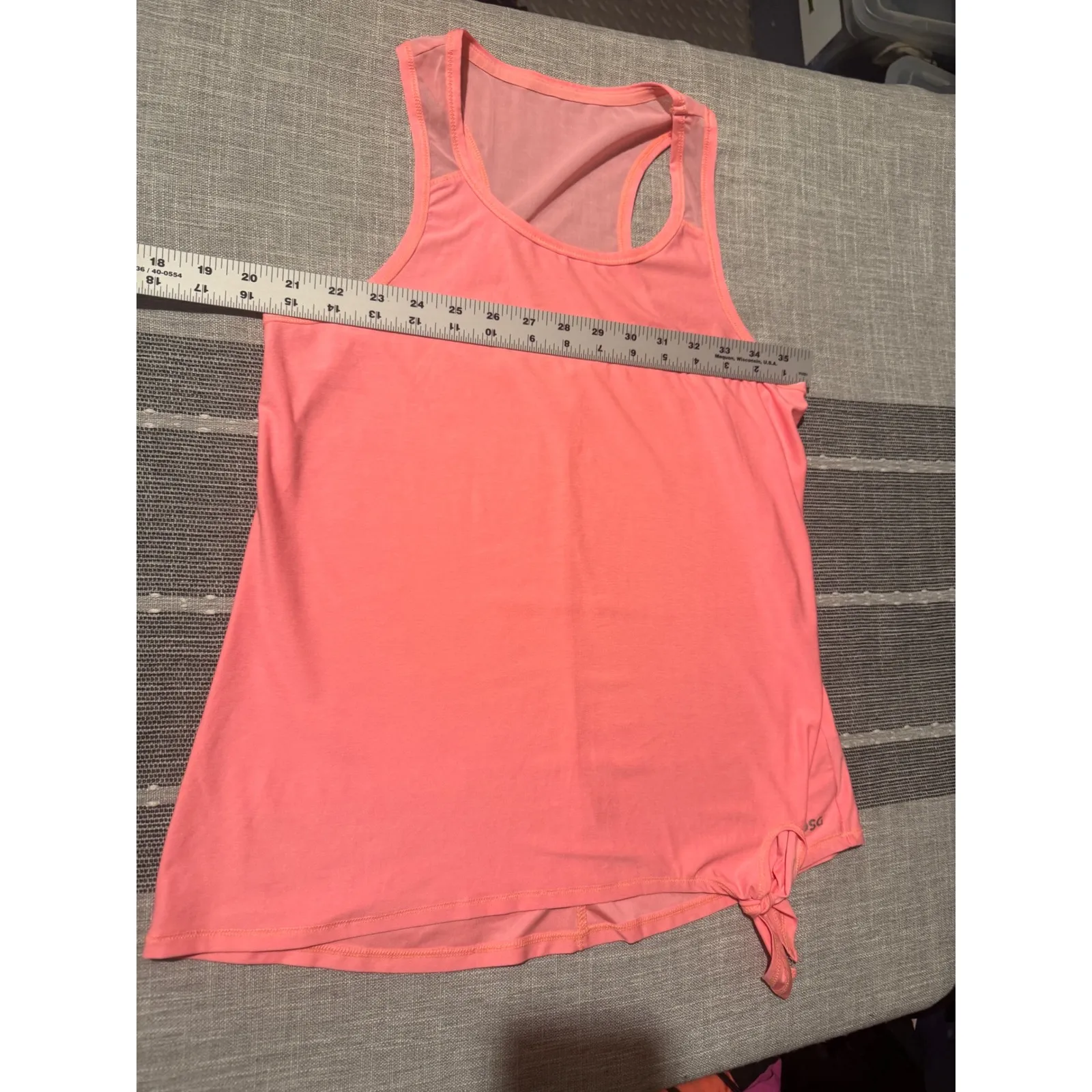 DSG Coral Pink Racerback Tank Top with Tie Front Women's Size S Athletic Fit - Image 4