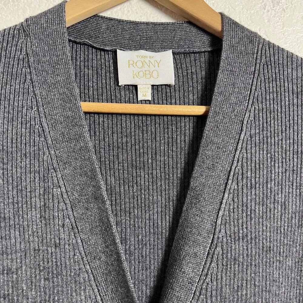 Torn by Ronny Kobo Vianne Gray Button Front Wool Knit Cardigan Sweater Dress M - Image 8