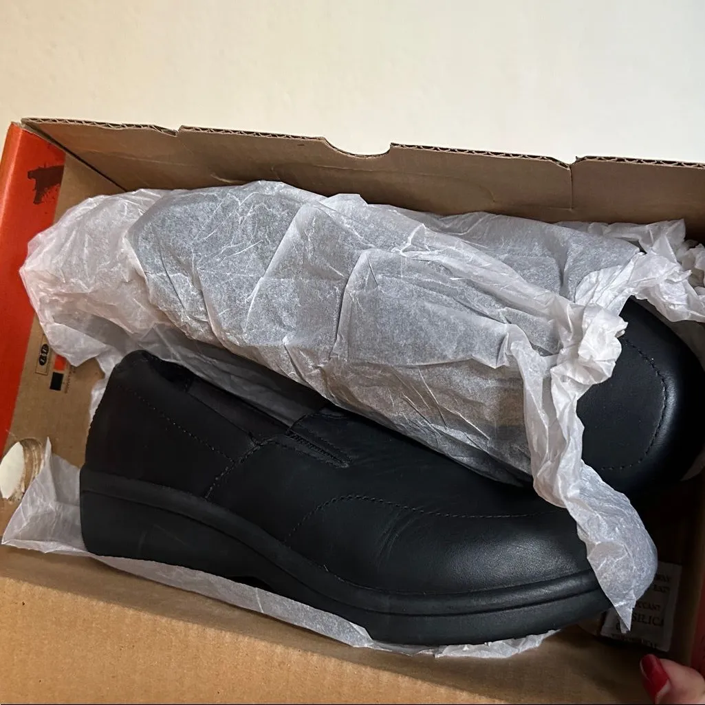 Worx Womens Black Leather‎ Slip On Work Comfort Slip Resistant Shoes Sz 5.5 - Image 4