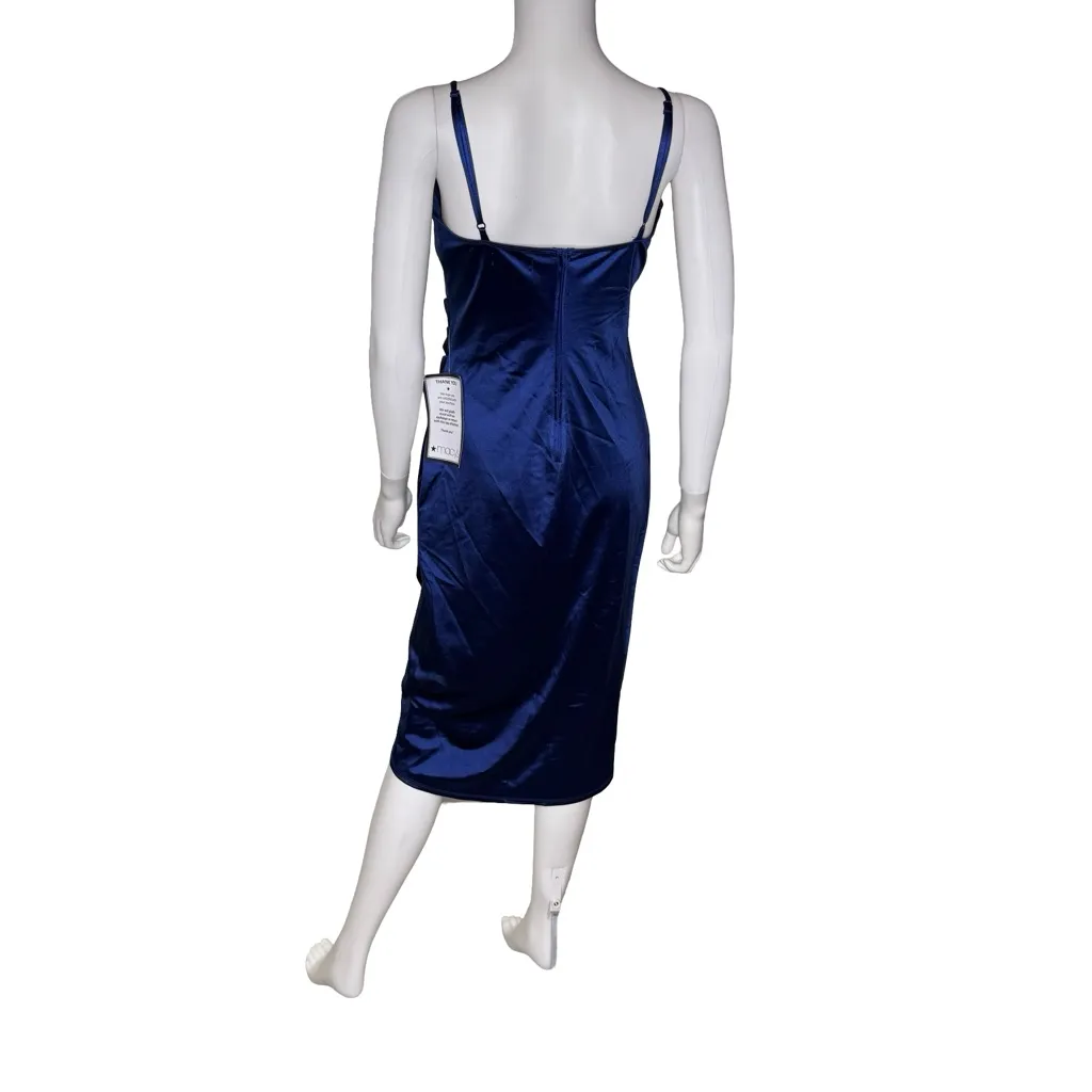 Emerald Sundae Juniors' Draped Sleeveless Satin Bodycon Dress Blue Sz L - Image 5