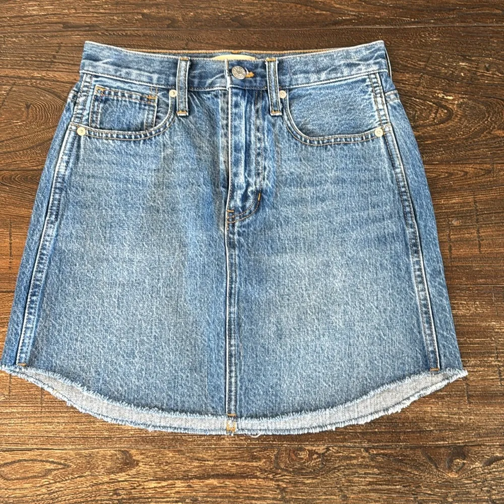 Madewell Rigid Denim A-Line Mini Skirt Dolphin Hem Size 25 NWT - Image 5