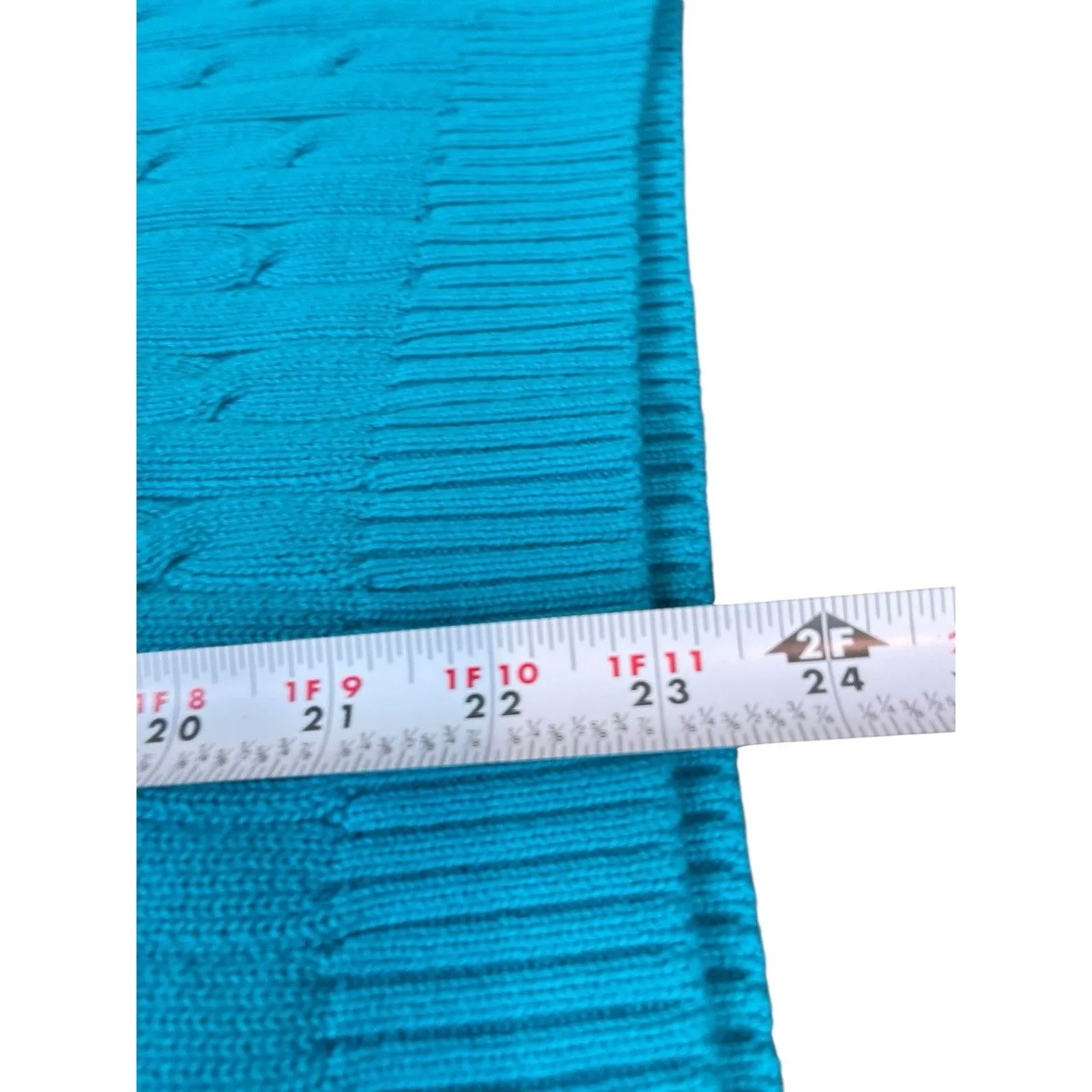 Chaps Cable Knit V-Neck Sweater XL Teal 100% Cotton Preppy Old Money NWT - Image 5