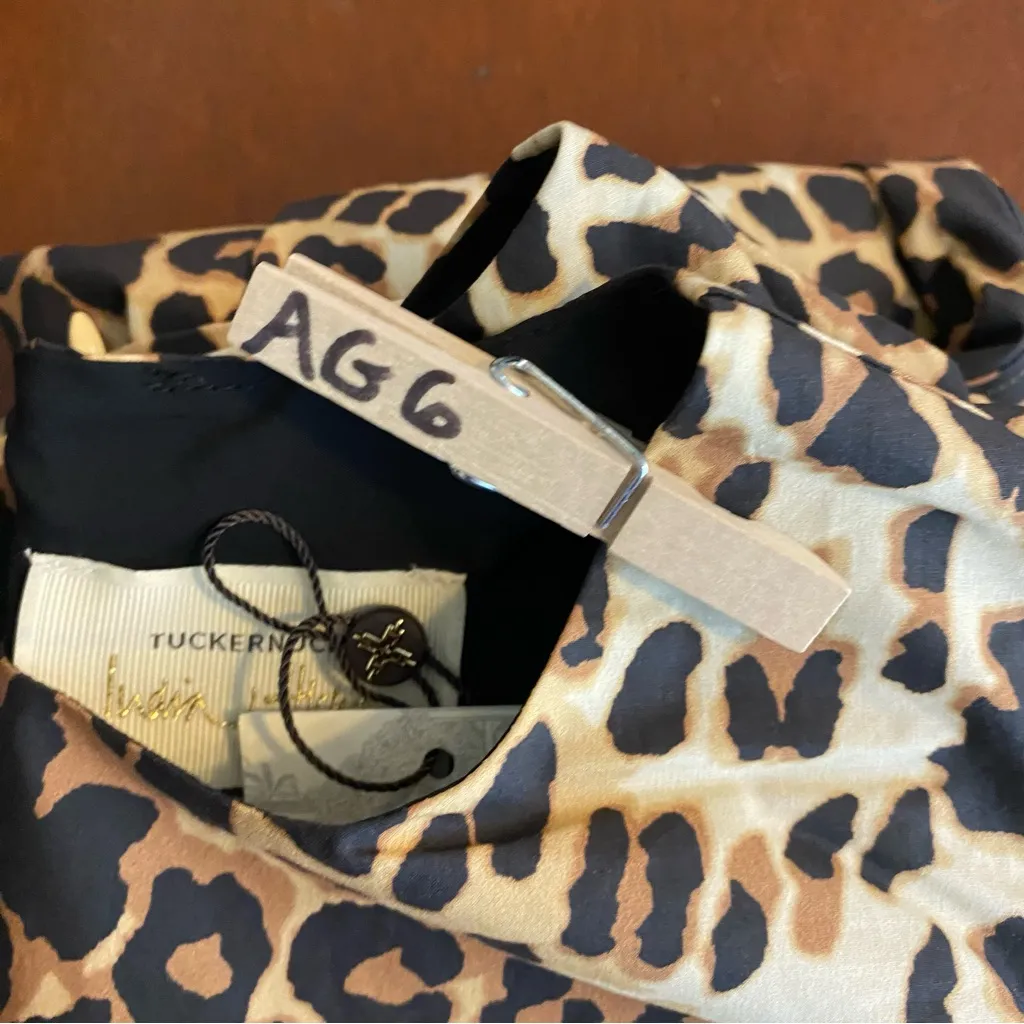 Tuckernuck‎ x India Hicks Leopard Domino Long Sleeve Mini Dress Animal Print XXS - Image 9